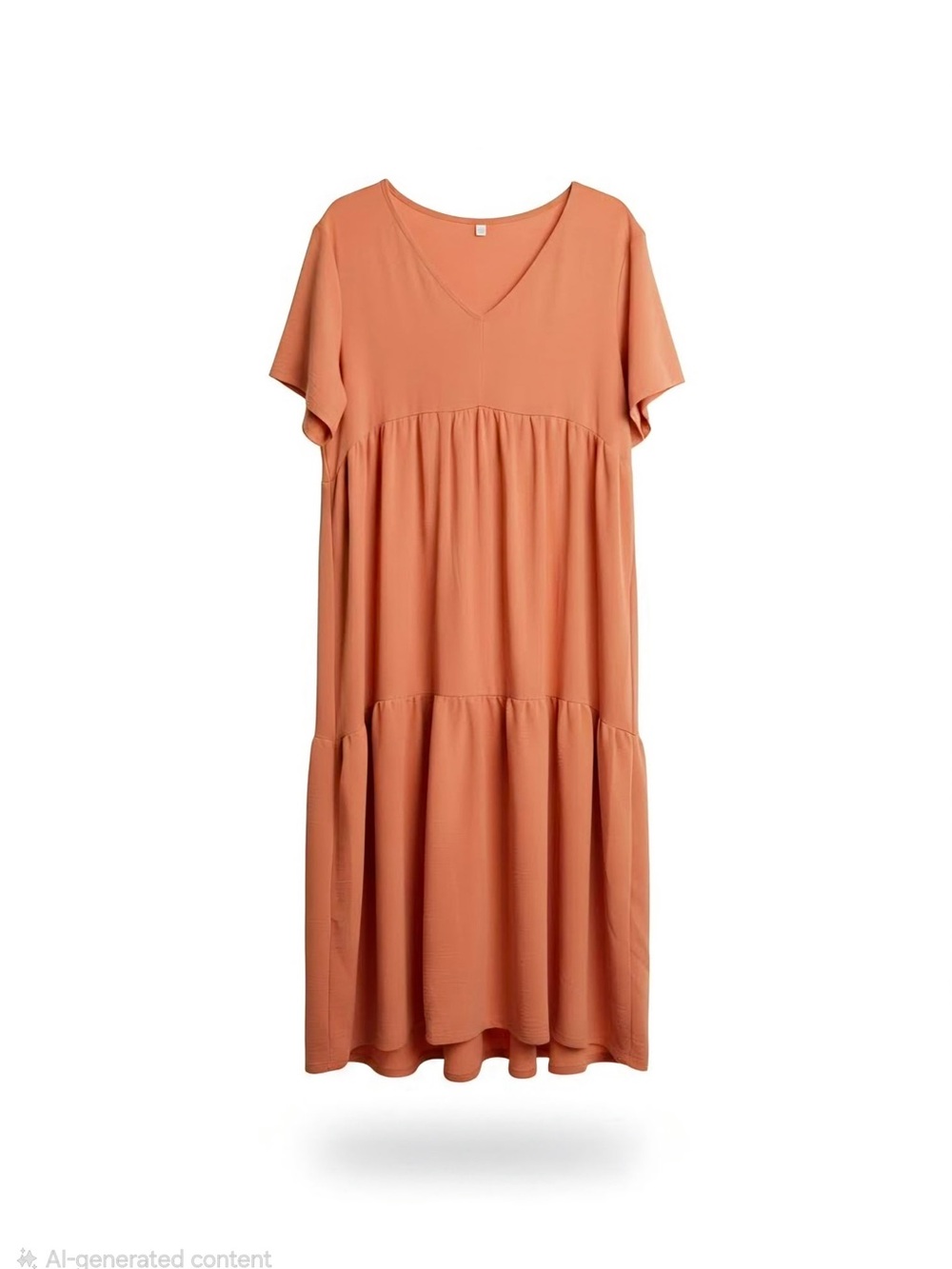 V-Neck Tiered Midi Dress in Rustic Orange